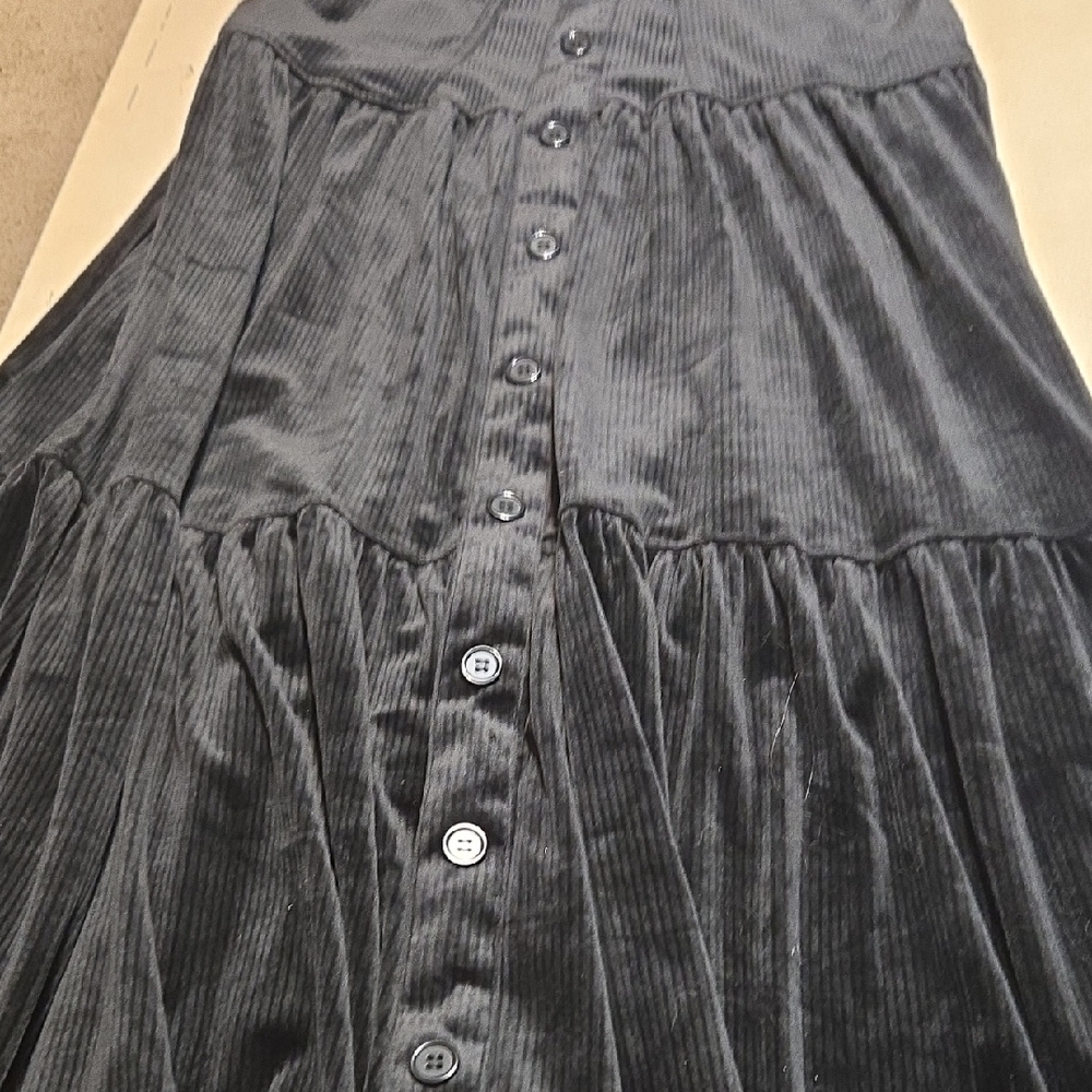 SK2 NWT HALARA Rubbed Velvet Decorative Butonn Maxi Skirt Sz Md Casual Stretch - Picture 4 of 8